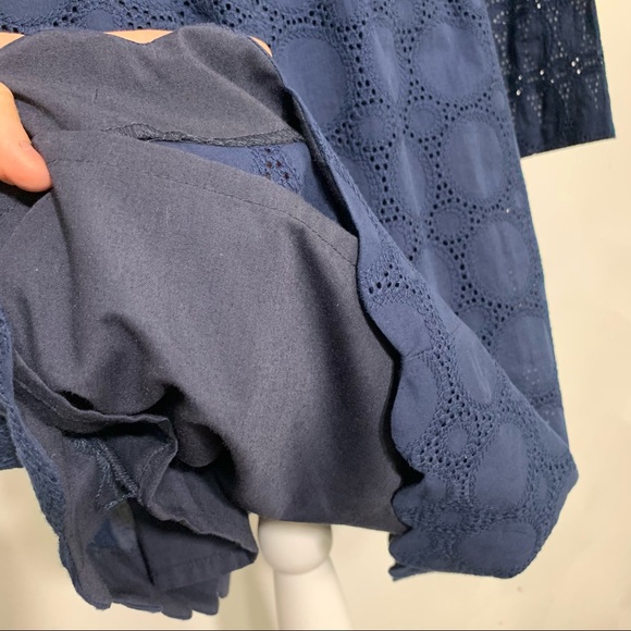 J Crew Long Sleeve Navy Eyelette Party Dress H8471 - Picture 10 of 11